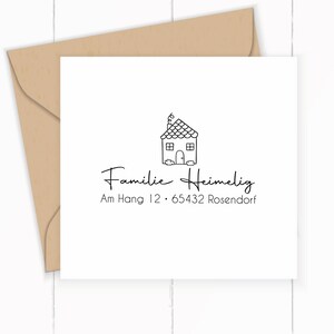 Address stamp "pennant / rainbow / letter / feather / house" as self-inking or wooden stamp (with ink pad) customizable, 58 x 22 mm