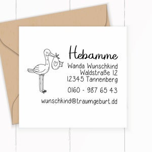 STEMPEL für Hebammen und Geburtshelfer "Storch" paßt perfekt ins Mutterpass-Feld / Selbstfärber / Holzstempel / jetzt auch mit blauer Tinte!
