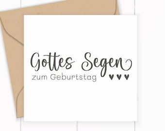 Segens - STEMPEL "Gottes Segen zum Geburtstag"  40 bis 120 mm / Selbstfärber / Holzstempel / optional mit Stempelkissen / Stempelgummi