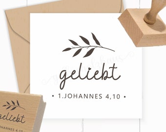 SegensSTEMPEL "geliebt - 1.Johannes 4,10" als Selbstfärber / Holzstempel / Gummi für deine Post, Geschenke, Karten