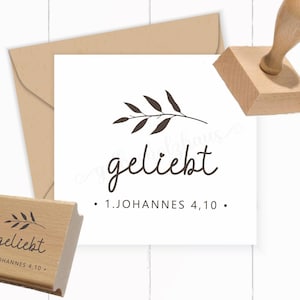SegensSTEMPEL "geliebt - 1.Johannes 4,10" als Selbstfärber / Holzstempel / Gummi für deine Post, Geschenke, Karten
