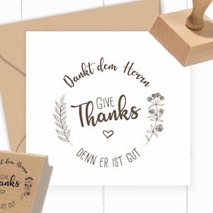 Erntedank STEMPEL "Dankt dem Herrn, denn er ist gut" 4 - 10 cm | Selbstfärber | Holzstempel | für DIY, Karten, Herbst-Deko & Geschenke