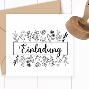 STEMPEL "EINLADUNG" als Selbstfärber / Holzstempel / Klötzchen / m. Stempelkissen / Stempelgummi - zum Basteln deiner Einladungskarten