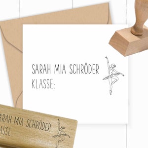 TIMBRO con nome del balletto per i-Männchen, alunni della prima elementare, studenti per l'inizio della scuola ca. 60 x 25 mm come timbro autoinchiostrante/in legno