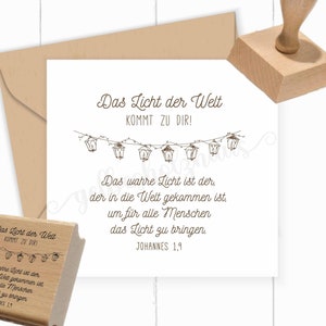 Weihnachts STEMPEL "Das Licht der Welt - Johannes 1,9" als Selbstfärber/ Holzstempel/ Stempelkissen / Stempelgummi