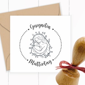 Muttertags-STEMPEL "Gesegneten Muttertag" als Selbstfärber / Holzstempel / mit Stempelkissen / Stempelgummi für Karten, Geschenke und Post