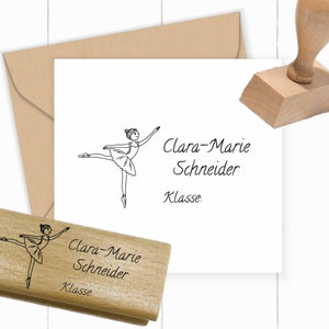 TIMBRO con nome ballerina per i-maschi, alunni della prima elementare, studenti per l'inizio della scuola ca. 60 x 25 mm come timbro autoinchiostrante/in legno/blocchetti