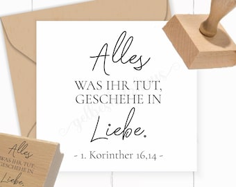 Jahreslosung 2024 STEMPEL "1.Korinther 16,14 - Alles, was ihr tut, geschehe in Liebe" Selbstfärber/ Holzstempel /Stempelkissen /Stempelgummi