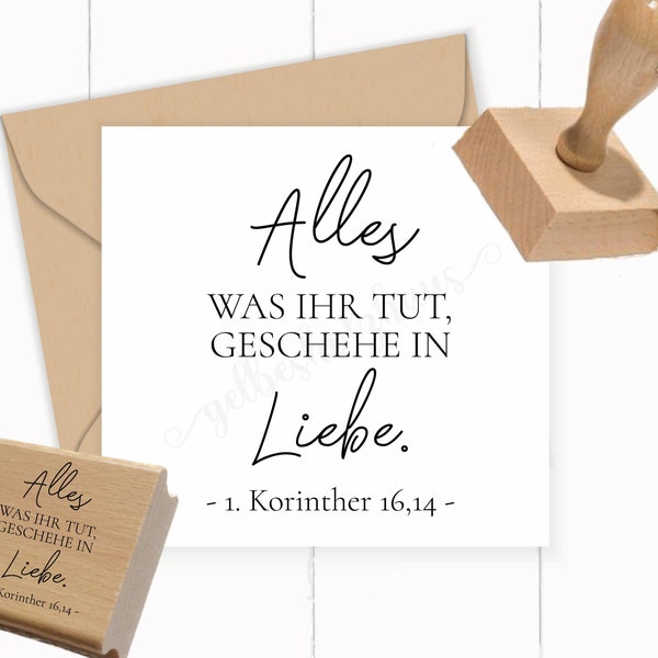 Jahreslosung 2024 STEMPEL "1.Korinther 16,14 - Alles, was ihr tut, geschehe in Liebe" Selbstfärber/ Holzstempel /Stempelkissen /Stempelgummi