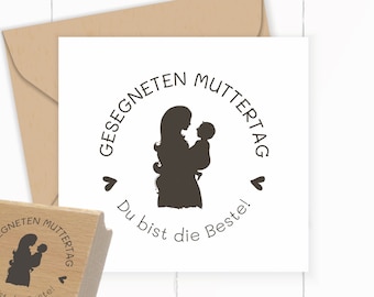 Muttertags-STEMPEL "Gesegneten Muttertag" als Selbstfärber / Holzstempel / mit Stempelkissen / Stempelgummi für Karten, Geschenke und Post