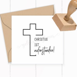 Oster STEMPEL "Christus ist auferstanden" als Selbstfärber / Holzstempel / Stempelgummi für deine Oster-Post, Oster-Karten, Oster-Geschenke