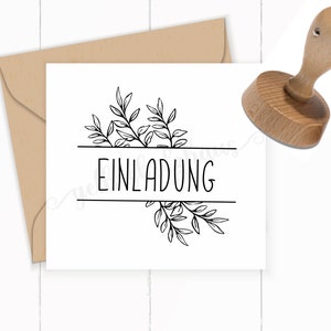 STEMPEL "EINLADUNG" als Selbstfärber / Holzstempel / Klötzchen / m. Stempelkissen / Stempelgummi - zum Basteln deiner Einladungskarten