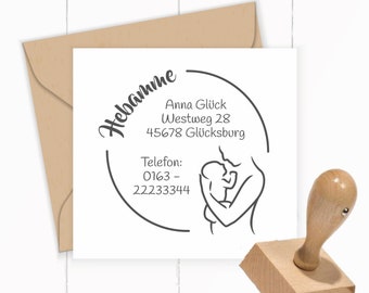 large address stamp for midwives and obstetricians "Babyglück" // 41 to 100 mm tall // Self-dyeing or wooden stamp // customizable