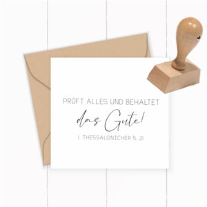 STEMPEL JahresLosung 2025 "Prüft alles und behaltet das Gute! 1. Thess 5,21" 60 x 25 /Selbstfärber/ Holzstempel/Stempelkissen/ Stempelgummi