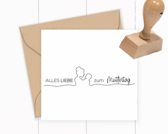 Muttertags - STEMPEL Alles Liebe zum Muttertag | 8 / 10 cm breit | als Holzstempel | Klötzchen | oder Stempelgummi