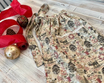 Joyeux Noel Weihnachtsschürze, Vintage Style Holiday Halbe Schürze mit Tasche
