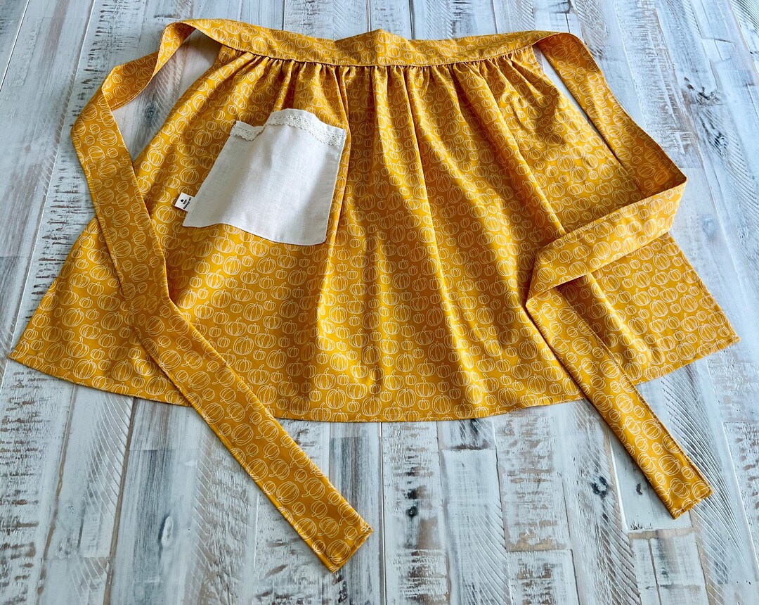 Farmhouse Kitchen Apron for the Fall, Pumpkin Print Waist Apron - Etsy
