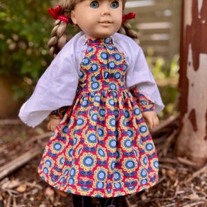 Pioneer School Dress and Shawl Outfit for 18&quot; Dolls, Historical Doll Clothing, 1800&#39;s Swedish Style Doll Dress