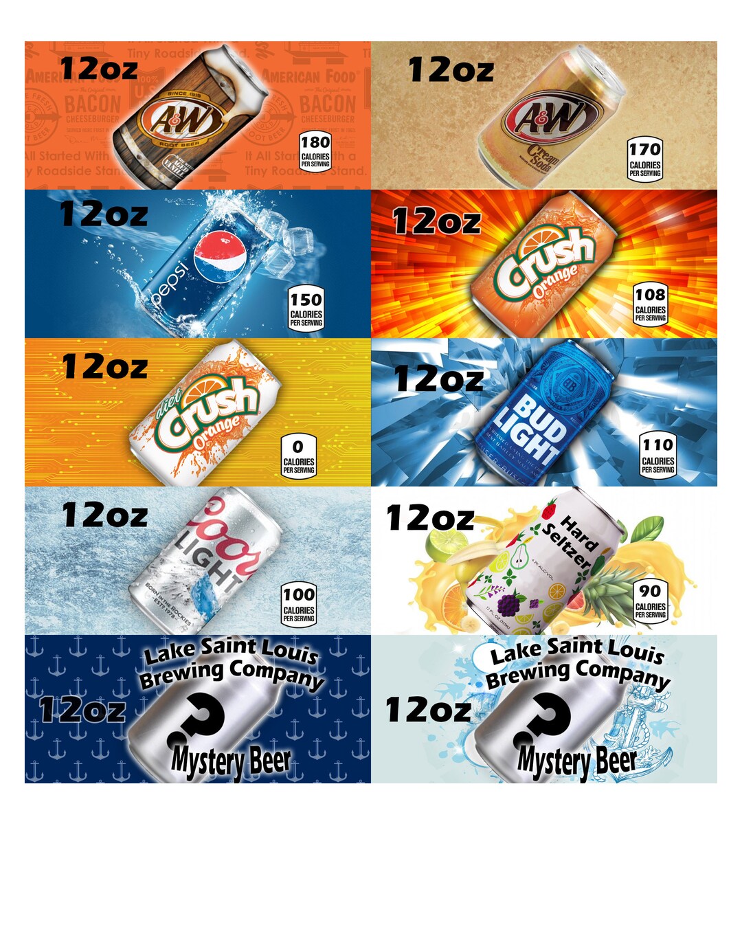Vending Machine Drink Tabs, Soda, Drink Machine, Labels for Vending Machines, Soda Tabs, 1.5x3.5