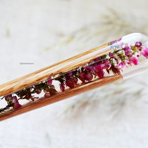 Real heather Hair stick resin Hair Accessories Long Hair Holder Wooden hair fork  Flowers resin Hair stick Wood accessories for long hair