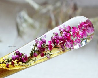 Heather Resin Hair Stick: Sumac Wood Hair Fork
