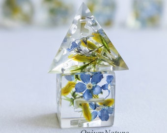 Forget Me Not Resin Dice Set: Ukrainian Flag Colors, RPG DnD