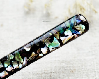 Seashell Resin Hair Stick: Bog Oak Wooden Hair Fork