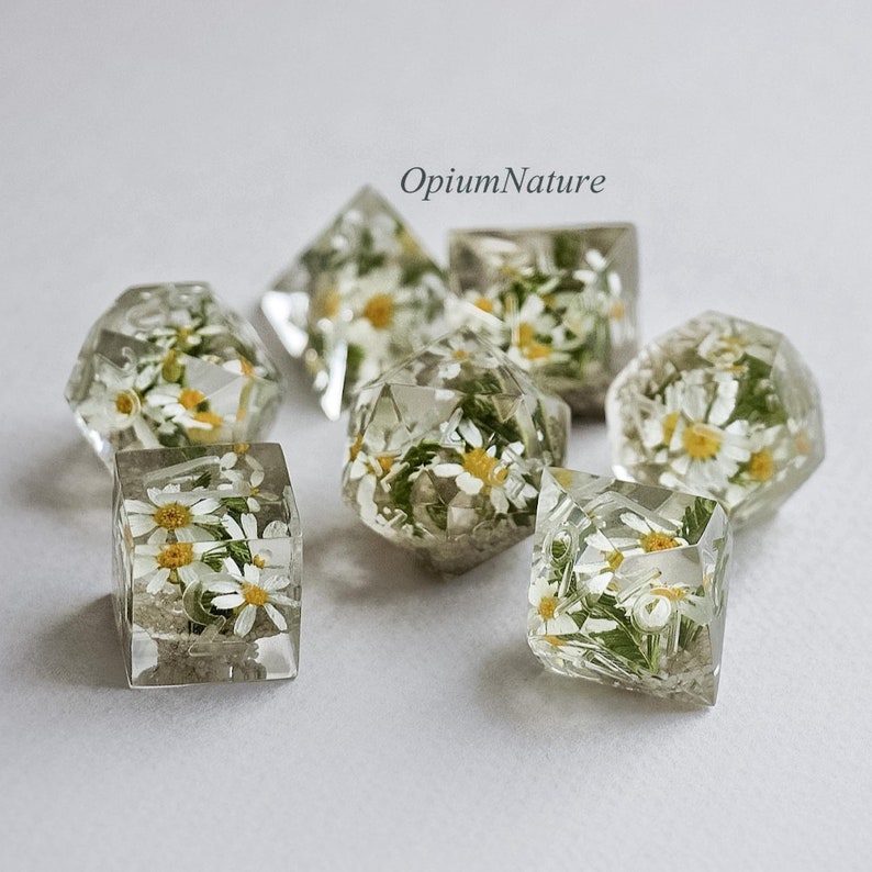 Daisy dice set Critical Role resin polyhedral dice set for RPG game Dungeons and dragons Dnd sharp edges image 6