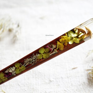 Resin wood hair stick with real mushrooms Moss Hair fork Wooden hair fork  Forest Hair stick Real mushrooms hair stick Accessories Long Hair