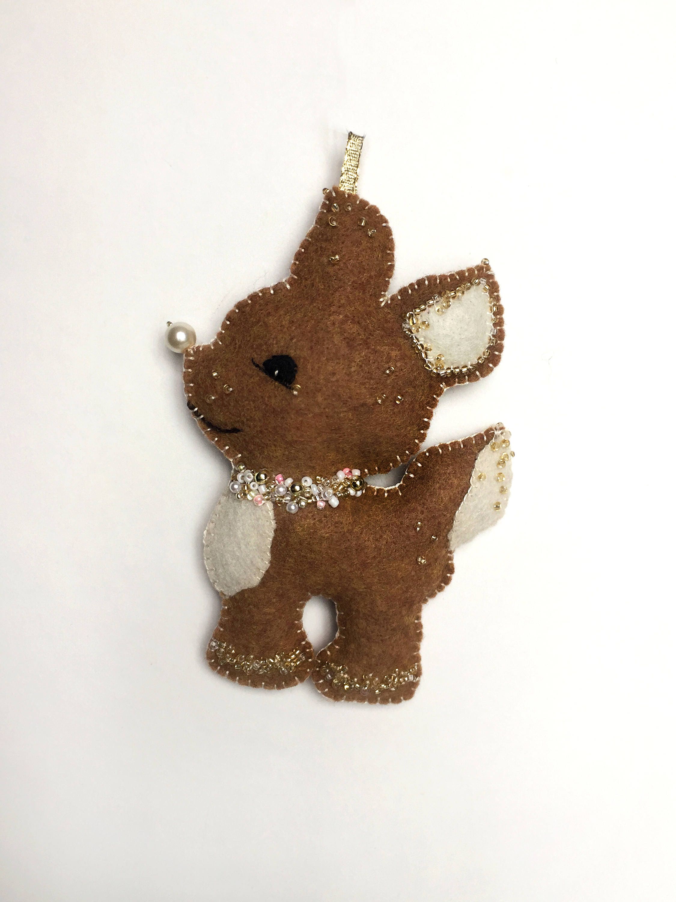 Sparkly Reindeer/deer Christmas Ornament Handmade Felt Etsy