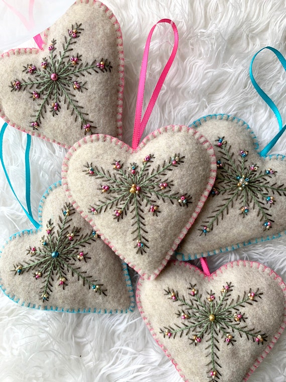 Elegant Nordic Felt Heart Ornament Gift Christmas Decoration - Etsy Canada
