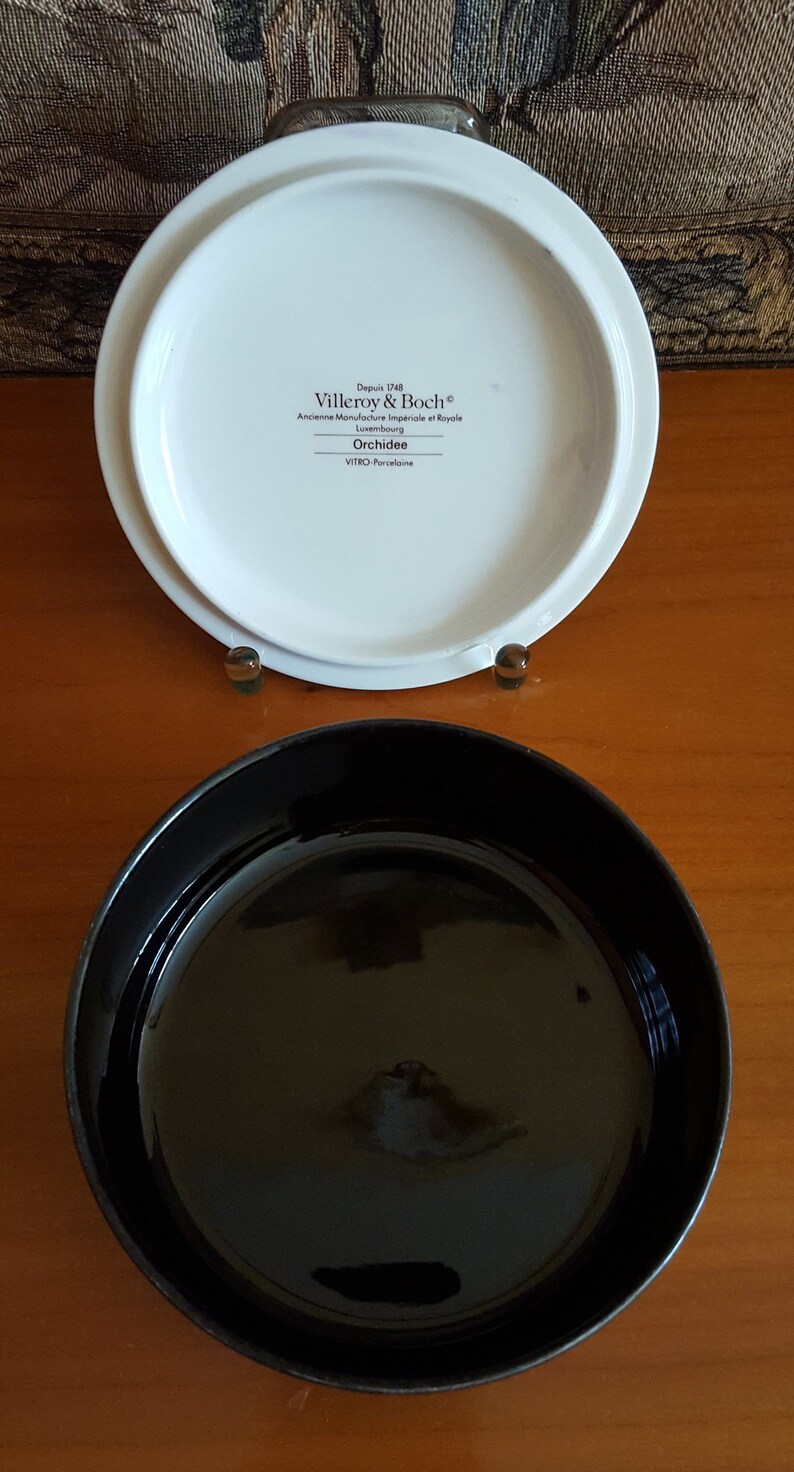 Villeroy /& Boch Orchid Porcelain Can Can Case Jewelry Box Orchids Decor vintage porcelain Germany