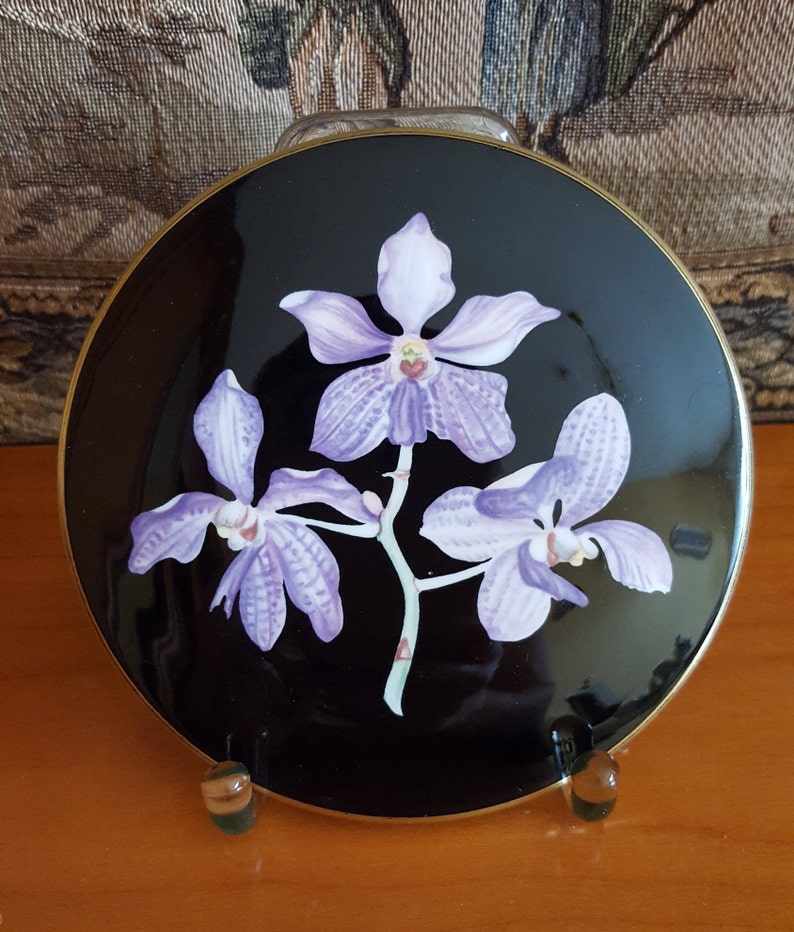 Villeroy /& Boch Orchid Porcelain Can Can Case Jewelry Box Orchids Decor vintage porcelain Germany