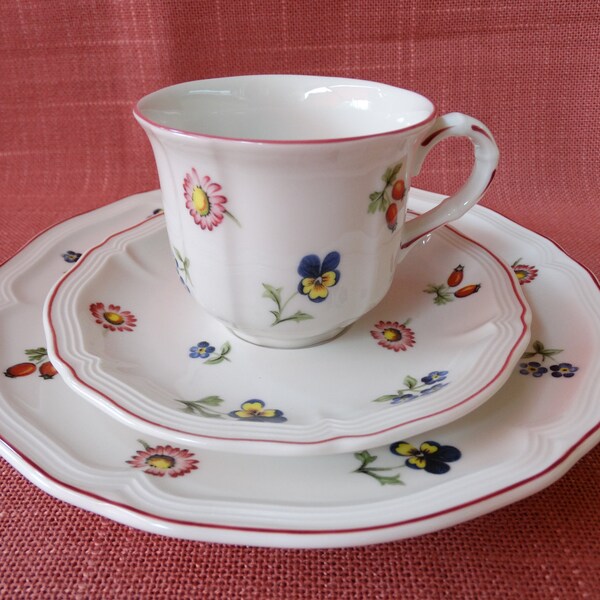 Villeroy Boch Petite Fleur vintage cover tea set tea cup, saucer, dessert plate, Germany