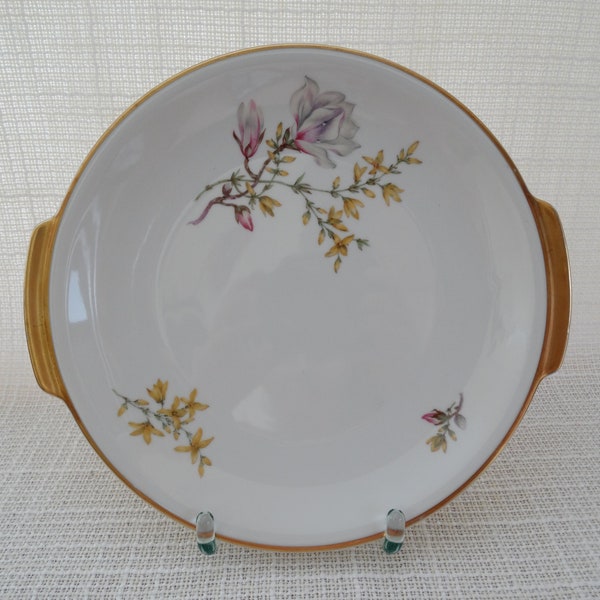 PMP Bavaria Porcelain Plate Cake Plate Cake Plate Magnolia Decor Plaue Thuringia