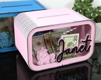 Piggy Bank for Girl, Personalized Piggy Bank, Custom Wooden Coin Bank, Toddler Gift, Baptism Baby Gift, Kids Birthday, Nursery
