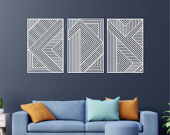 Wood wall art, Geometric wood panel art, Geometric wood wall art set of 3, Geometric wooden wall decor, Wood decor, Wall Panels