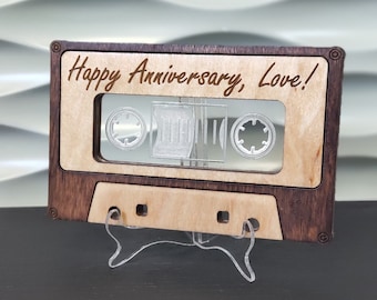 Vintage cassette with Spotify/Apple Music QR Code, Gift for Friend, Wedding Gift, Anniversary  Gift, Birthday  Gift
