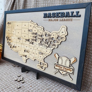 Baseball Stadion Karte, MLB Stadion Karte, Pro Baseball Stadion Tracker, Baseball Geschenk, Stadion Reisekarte, personalisiertes Geschenk, Geschenk für ihn