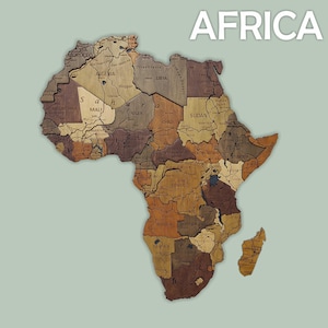 Hölzerne Afrika Karte, 3D Afrika Reisekarte, Carte de Voyage de l'Afrique, Wandkunst, 3D Holz Afrika Karte, Wanddekoration, Geburtstagsgeschenk
