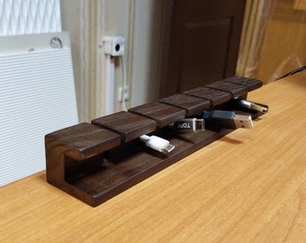 Wooden Cable Organizer for laptop Cable Management for Power Cords and Charging Cables Charger organizer management desk for men