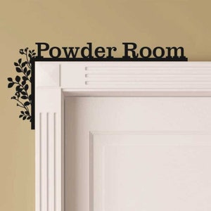 Powder Room Sign, Home Decor Signs, Laser Cut Door Topper, Personalized Door Decor, Custom Name Sign, Door Signs, Over The Door Sign