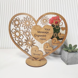 Personalized gift for grandmother, mom, sister, friends, Personalized Heart with wishes