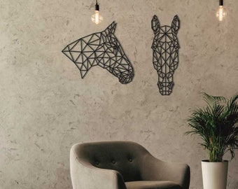 Geometric Horse Art, Wooden Laser Cut, Wall Art, Art Panel