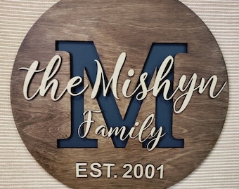 Letrero con nombre de familia, letrero con apellido, letrero de madera personalizado, letrero establecido, regalo de boda personalizado, letrero de boda, letrero de palé