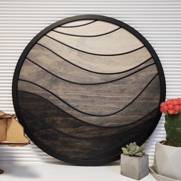 Wood Wall Round Decor Wood Wall Art Wood Modern Decor Wood Wall Hanging Geometric Wall Decor Anniversary gift