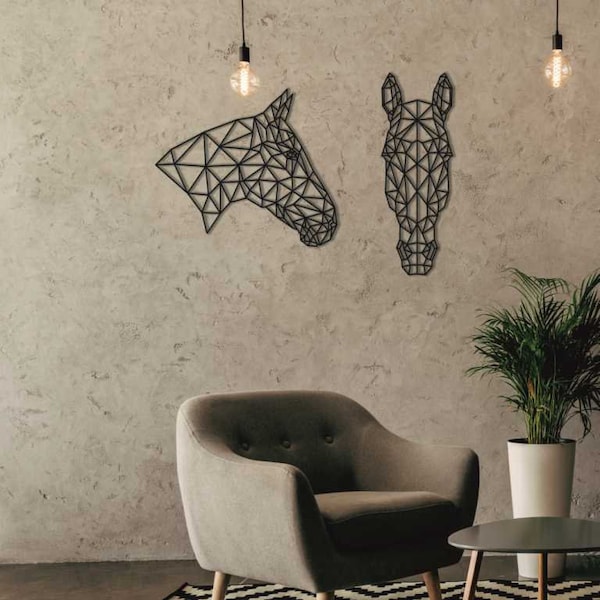Geometric Horse Art, Wooden Laser Cut, Wall Art, Art Panel