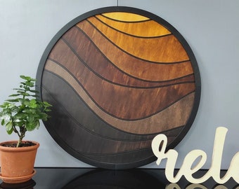 Wood Wall Round Decor Wood Wall Art Wood Wall Hanging Geometric Wood Home Decor Anniversary gift Housewarming gift