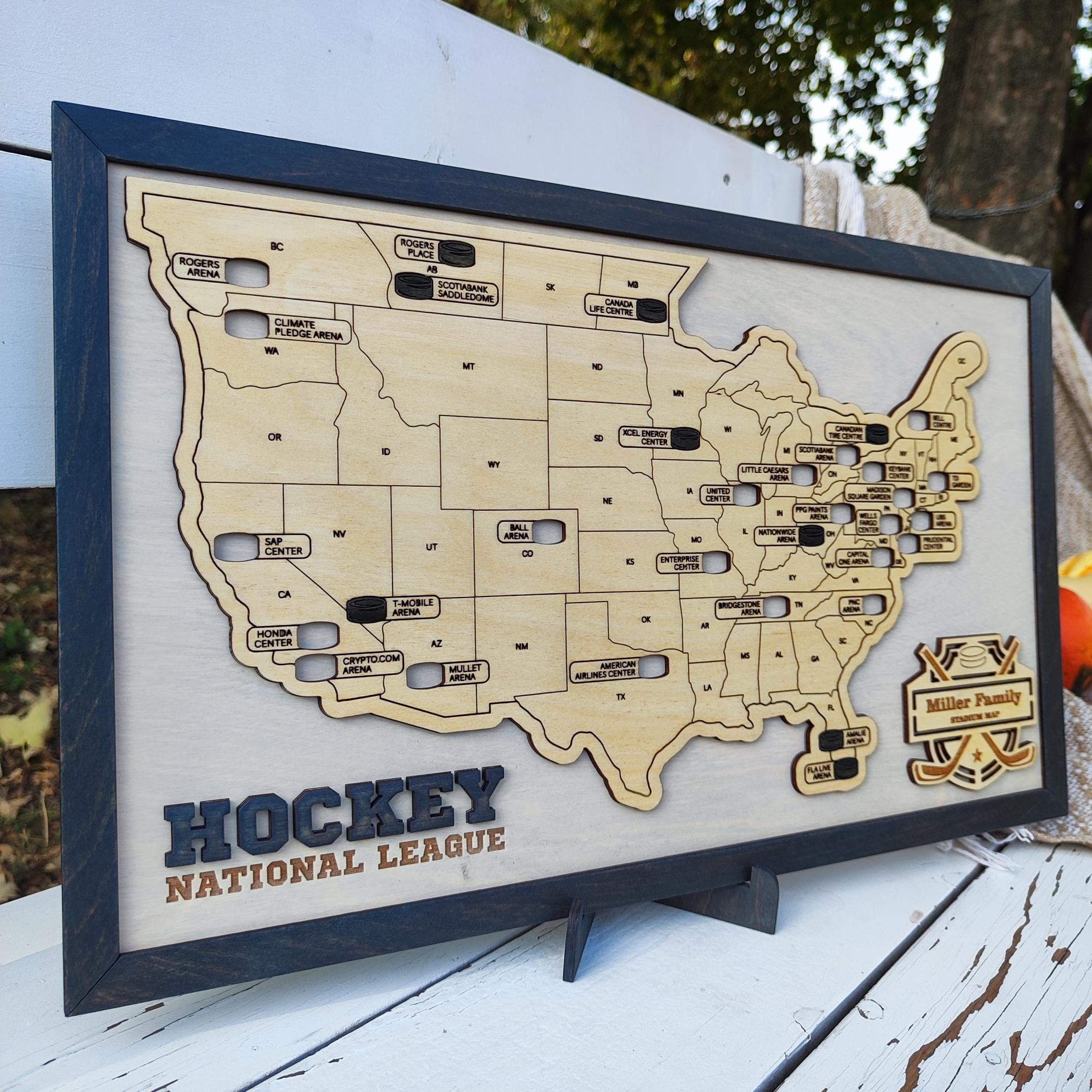 NHL Stadium Map Custom Travel Map Hockey Map Home Decor Personalized ...