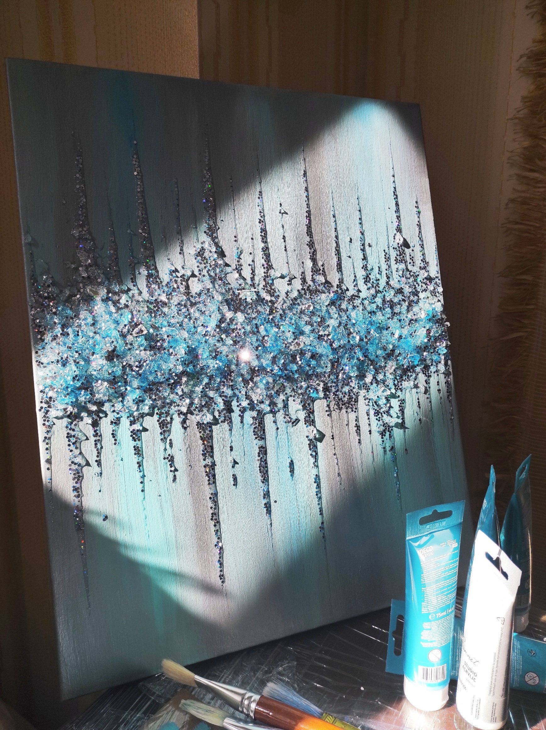Glitter Glass Painting Glitter Painting Glitter Art Silver Etsy
